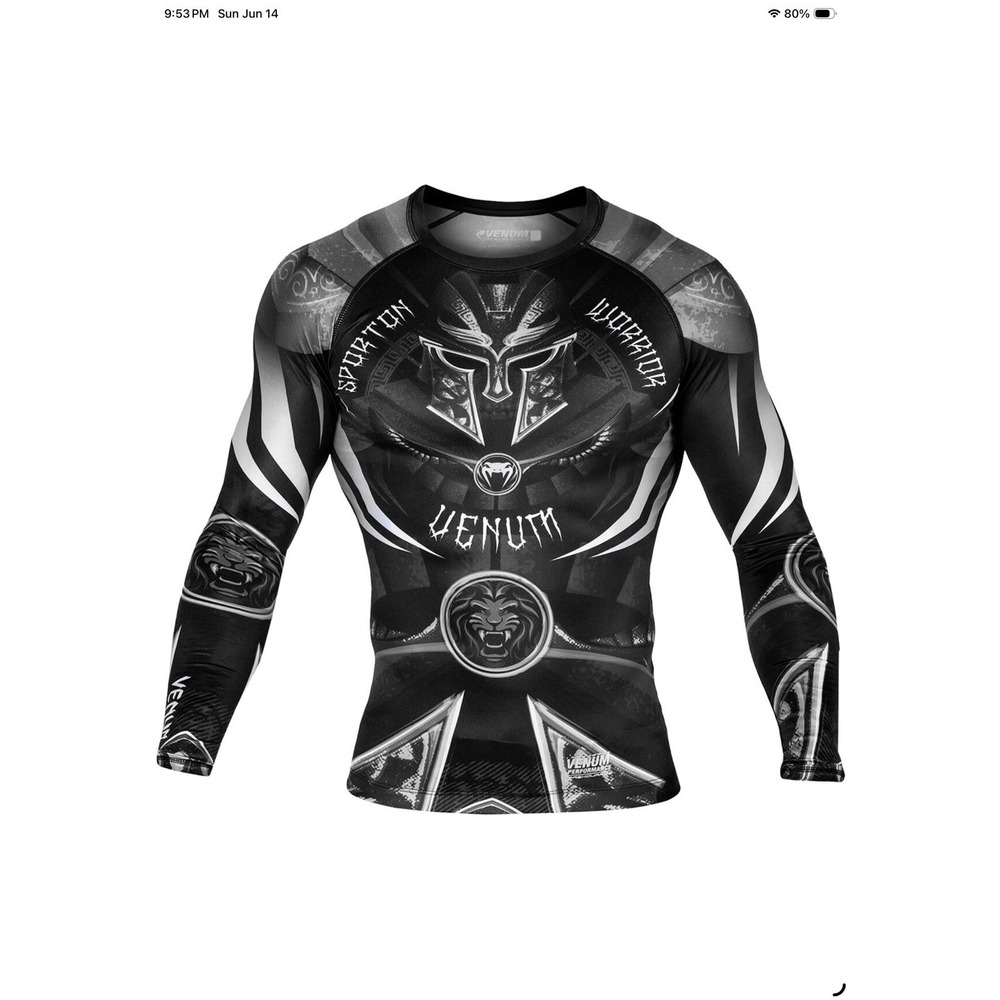 Venum Gladiator 3.0 Long Sleeve MMA Rashguard - Black/White Men's XL